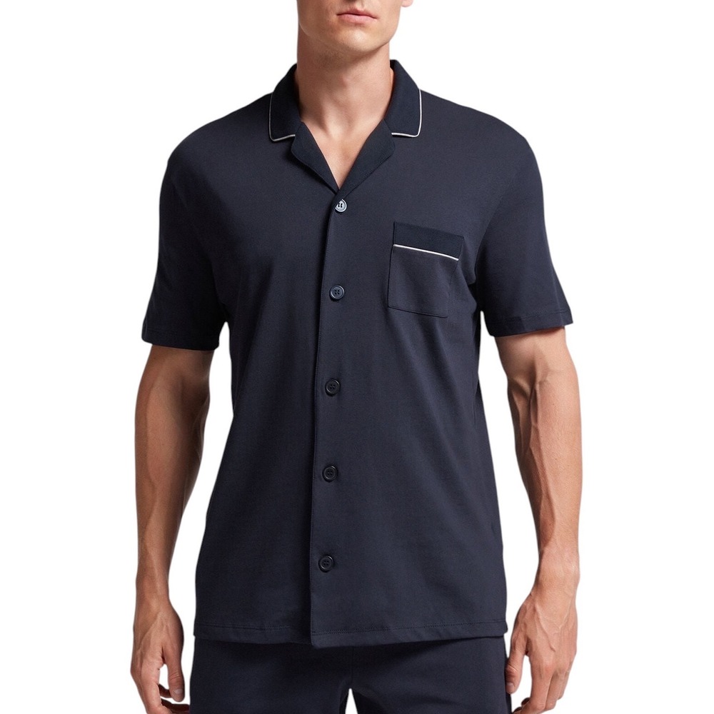 Intimissimi Uomo Mens Navy Blue 100% Supima Cotton Pajama Short Sleeve Shirt L